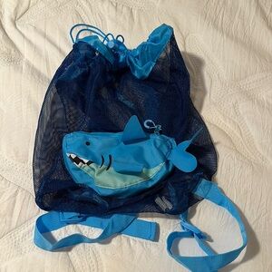 Mainstays Blue Shark Mesh Drawstring Bag